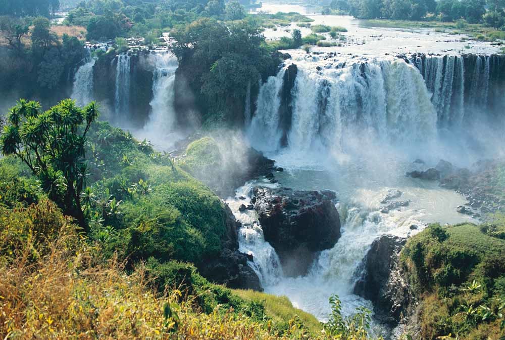 Bevolking moet wijken voor megadam Tis Issat-watervallen in de Blauwe Nijl nabij Bahar Dar in Ethiopië © DeAgostini / Getty